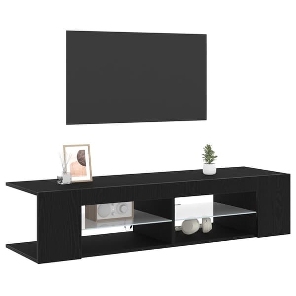 vidaXL TV-skap med LED-lys i svart eik, 135x39x30 cm, lagd av konstruert tre