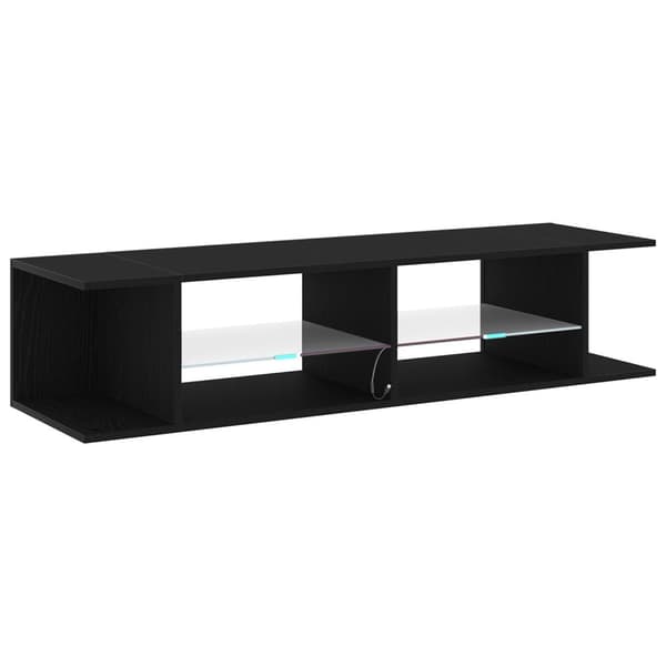vidaXL TV-skap med LED-lys i svart eik, 135x39x30 cm, lagd av konstruert tre