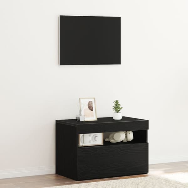 vidaXL TV-skåp Svart ek Konstruerat trä Liten LED TV-skåp Rektangulär