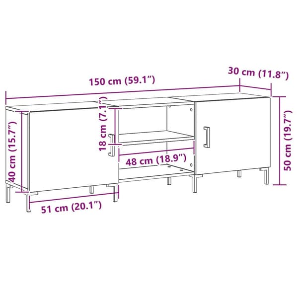 vidaXL TV-kaappi Musta Tammi 150x30x50 cm Tekninen Puu