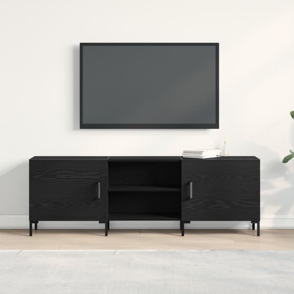 vidaXL TV-kaappi Musta Tammi 150x30x50 cm Tekninen Puu