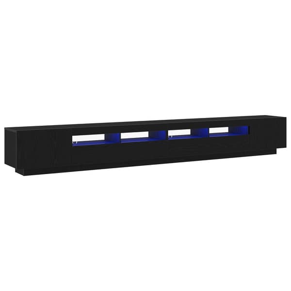 vidaXL TV-benk med LED-lamper i svart eik 300x35x40 cm laget av konstruert tre