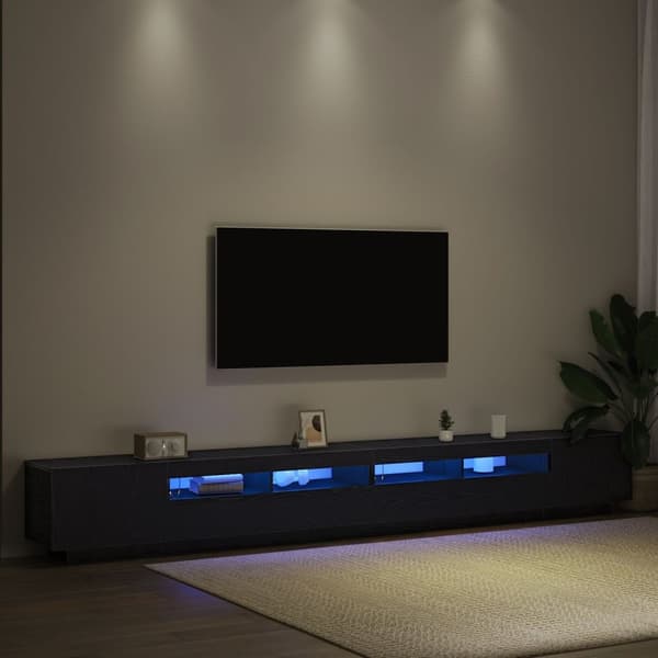 vidaXL TV-benk med LED-lamper i svart eik 300x35x40 cm laget av konstruert tre