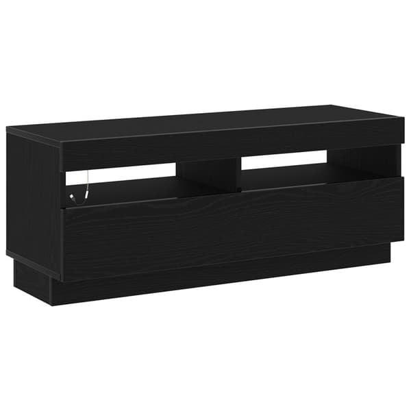 vidaXL TV-benk med LED-lamper i svart eik 300x35x40 cm laget av konstruert tre