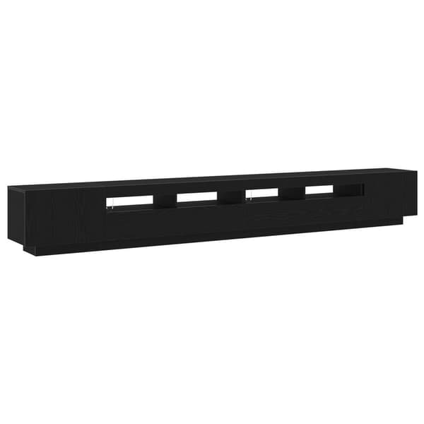 vidaXL TV-benk med LED-lamper i svart eik 300x35x40 cm laget av konstruert tre
