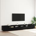 Miniatyrbilde 2 av 11: vidaXL TV-benk med LED-lamper i svart eik 300x35x40 cm laget av konstruert tre