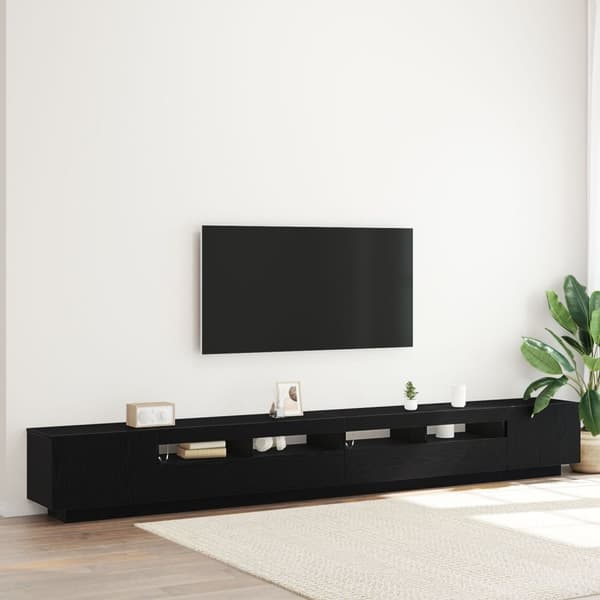 vidaXL TV-benk med LED-lamper i svart eik 300x35x40 cm laget av konstruert tre