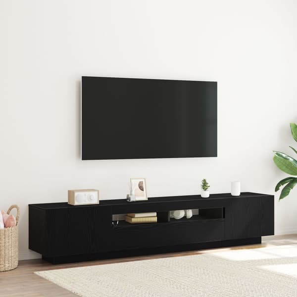 vidaXL TV-byråset Set om 2 Svart ek Konstruerat trä 100 x 35 x 40 cm