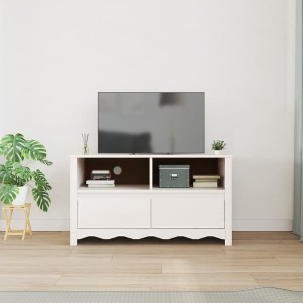 vidaXL Ostronvit Konstruerat Trä Medium TV Ställ Rektangulär Samtida