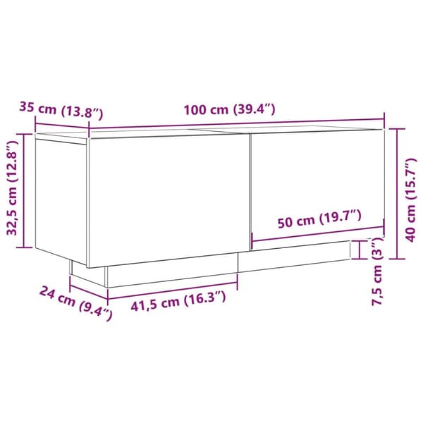 vidaXL TV-skap i svart eik 100x35x40 cm av konstruert tre