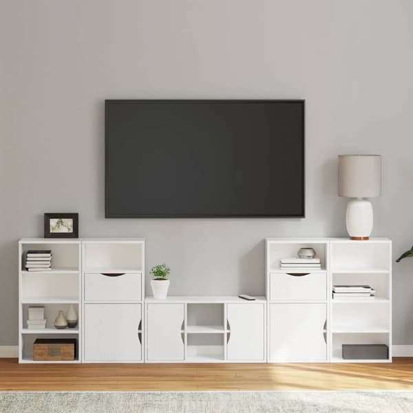 vidaXL TV-enheter med oppbevaring 5-delers ODDA hvit heltre furu