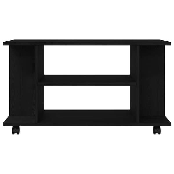 vidaXL TV-bänk med hjul svart ek 80x40x45 cm konstruerat trä