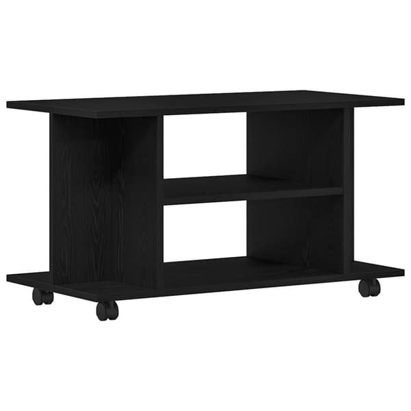 vidaXL TV-bänk med hjul svart ek 80x40x45 cm konstruerat trä