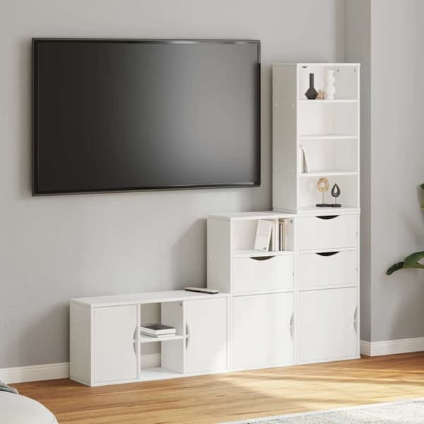 vidaXL TV-enheter med oppbevaring 4-delers ODDA hvit heltre furu