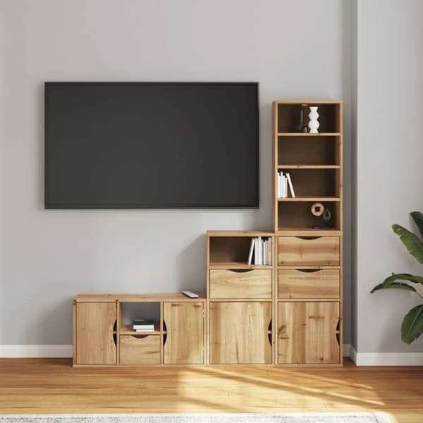 vidaXL TV-enheter med oppbevaring 4-delers ODDA heltre furu