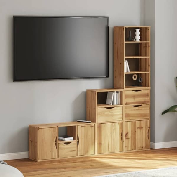 vidaXL TV-enheter med oppbevaring 4-delers ODDA heltre furu