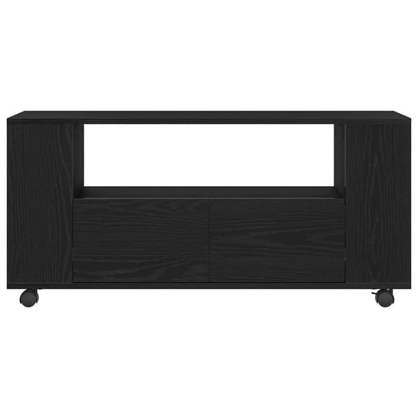 vidaXL TV-benk med hjul svart eik 102x34,5x43 cm konstruert tre