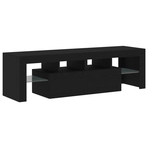 vidaXL TV-benk med LED-lys svart eik 140x36,5x40 cm konstruert tre