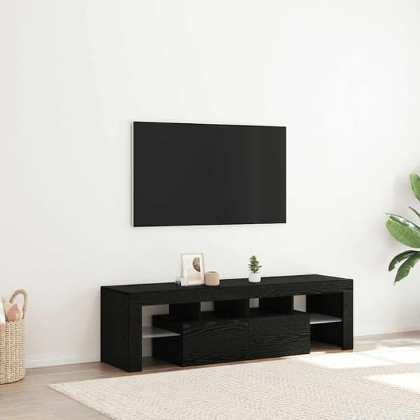 vidaXL TV-benk med LED-lys svart eik 140x36,5x40 cm konstruert tre