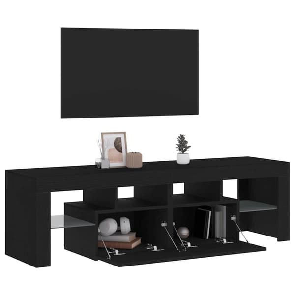 vidaXL TV-benk med LED-lys svart eik 140x36,5x40 cm konstruert tre