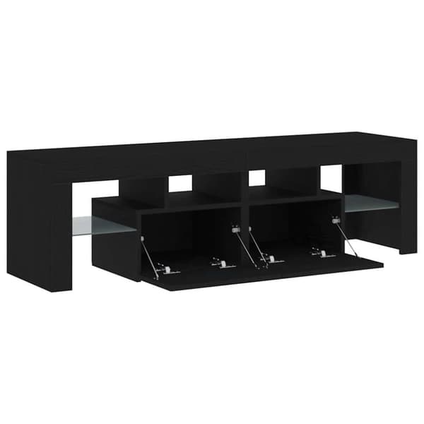 vidaXL TV-benk med LED-lys svart eik 140x36,5x40 cm konstruert tre