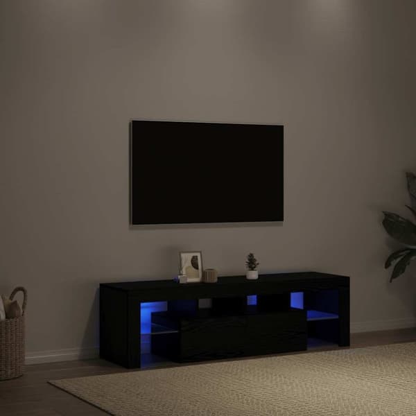 vidaXL TV-benk med LED-lys svart eik 140x36,5x40 cm konstruert tre