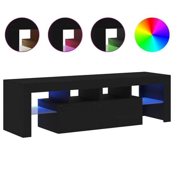 vidaXL TV-benk med LED-lys svart eik 140x36,5x40 cm konstruert tre