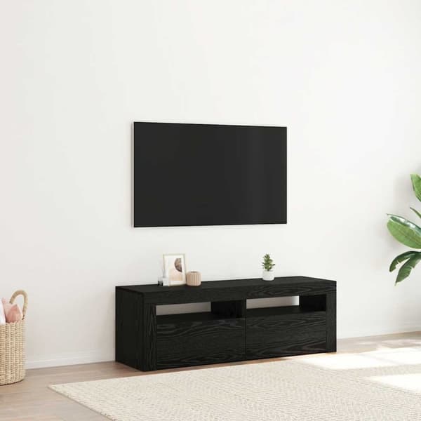 vidaXL TV-bänk med LED-lampor svart ek 120x35x40 cm konstruerat trä
