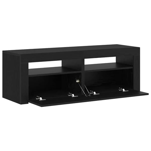 vidaXL TV-bänk med LED-lampor svart ek 120x35x40 cm konstruerat trä