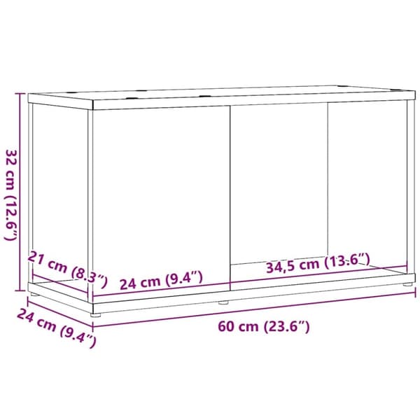 vidaXL TV-bänk svart ek 60x24x32 cm konstruerat trä