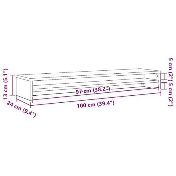 vidaXL skærmstander 100x24x13 cm konstrueret træ sort egetræsfarve