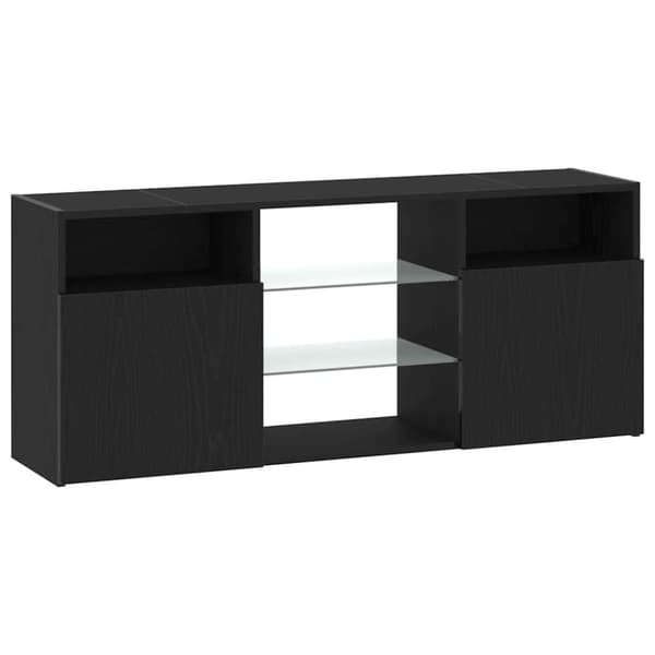 vidaXL TV-bänk med LED-lampor svart ek 120x30x50 cm konstruerat trä