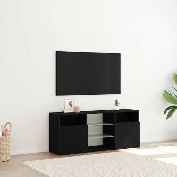 vidaXL TV-bänk med LED-lampor svart ek 120x30x50 cm konstruerat trä