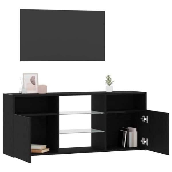 vidaXL TV-bänk med LED-lampor svart ek 120x30x50 cm konstruerat trä