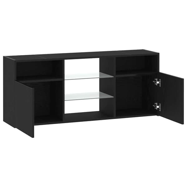 vidaXL TV-bänk med LED-lampor svart ek 120x30x50 cm konstruerat trä