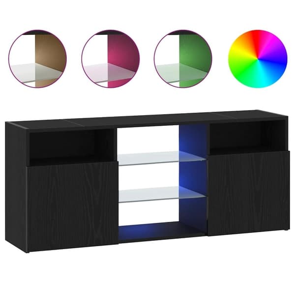 vidaXL TV-bänk med LED-lampor svart ek 120x30x50 cm konstruerat trä