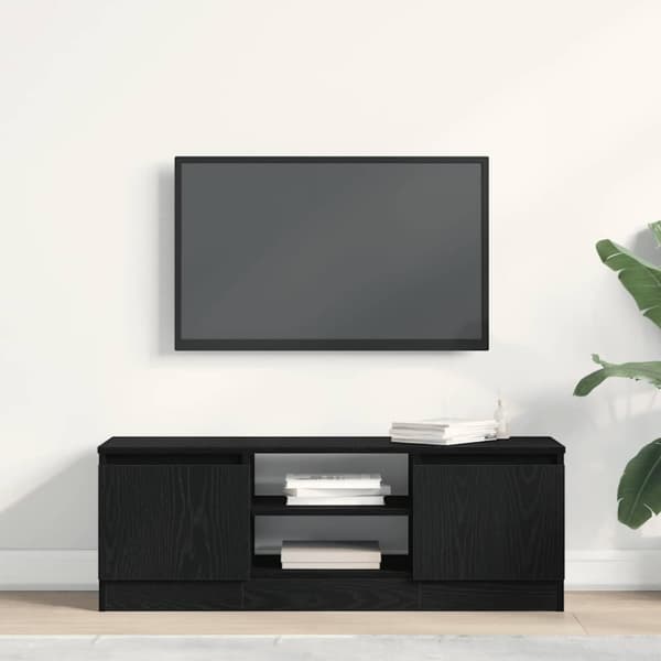 vidaXL TV-bänk svart ek 102x30x36 cm konstruerat trä