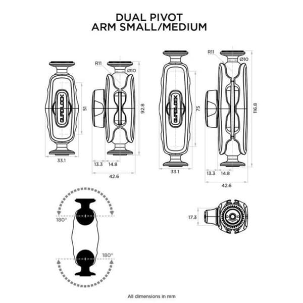 Dubbelpivotbälte - QUAD LOCK - Medium - 360 grader - Lätt justerbart - Hållbar nylon