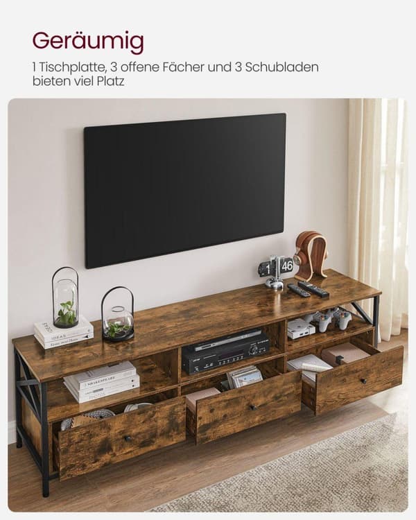 TV-møbel, VASAGLE, 178x40 cm, Brun-Sort