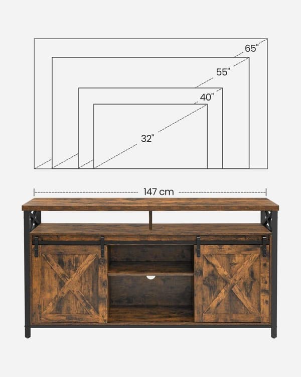 TV-skåp, VASAGLE, 147x40 cm, Brun-Svart
