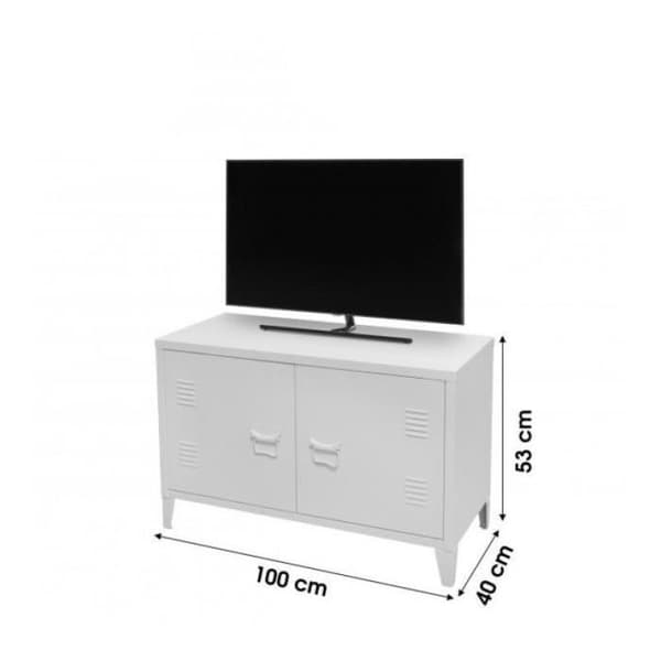 TV-möbler - TV-möbel i metall "Industriell Vit" - Vit - L 100 x B 40 x H 53 cm