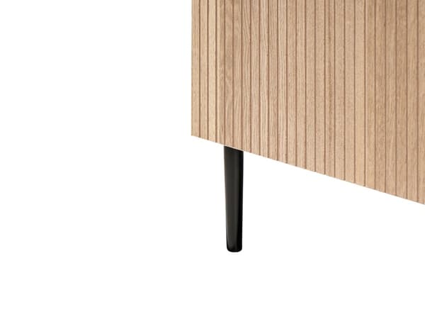 TV-bord sort MDF lyst træ ribbet design 2 skuffer moderne stue
