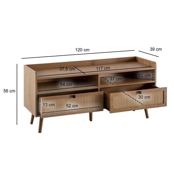 Rootz Modern TV -enhet - Media Console - Entertainment Center - Space Savering Design - 120cm x 56 cm x 39 cm