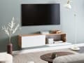 Miniatyrbillede 4 af 9: Vægmonteret TV-bord Hvid og brun Op til 70ʺ tv Anbefalet 2 skabe Minimalistisk design Stue