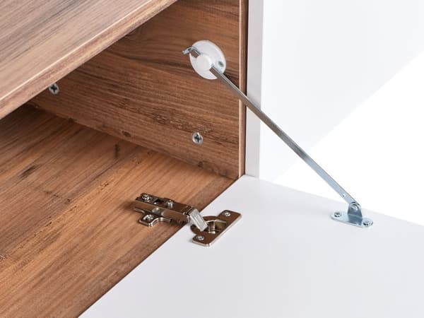 Vægmonteret TV-bord Hvid og brun Op til 70ʺ tv Anbefalet 2 skabe Minimalistisk design Stue