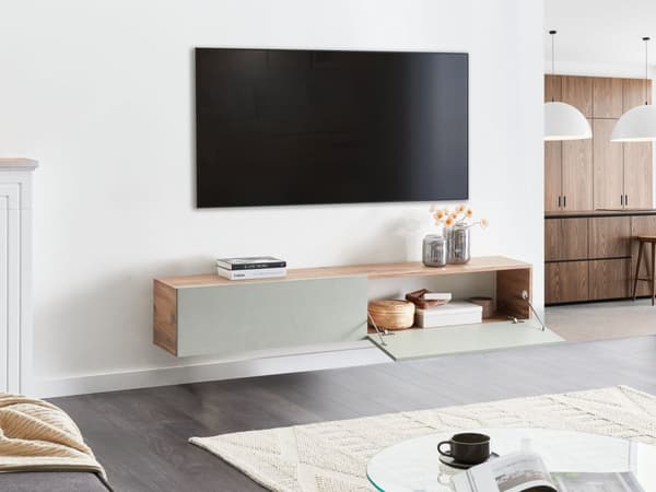 Vægmonteret TV-bord Grøn Op til 70ʺ tv Anbefalet 2 skabe Minimalistisk design Stue