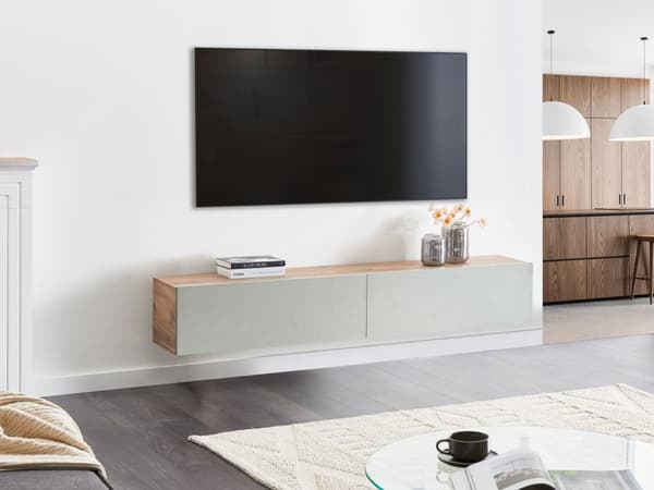 Vægmonteret TV-bord Grøn Op til 70ʺ tv Anbefalet 2 skabe Minimalistisk design Stue
