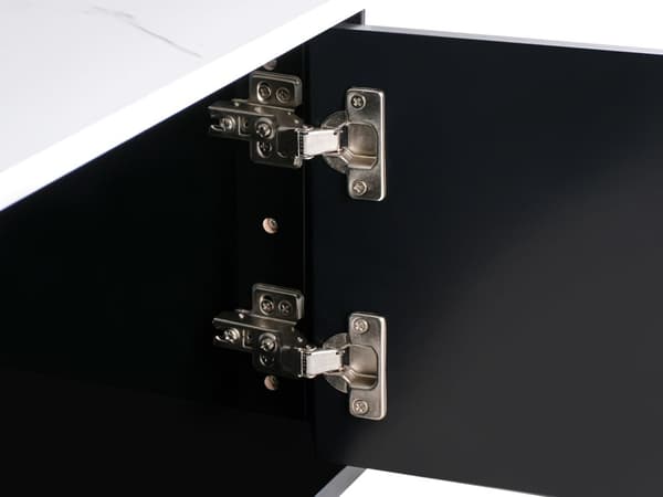 TV-bord Sort MDF 140 x 40 cm Opbevaringshylde Skænk Kabelstyring Moderne