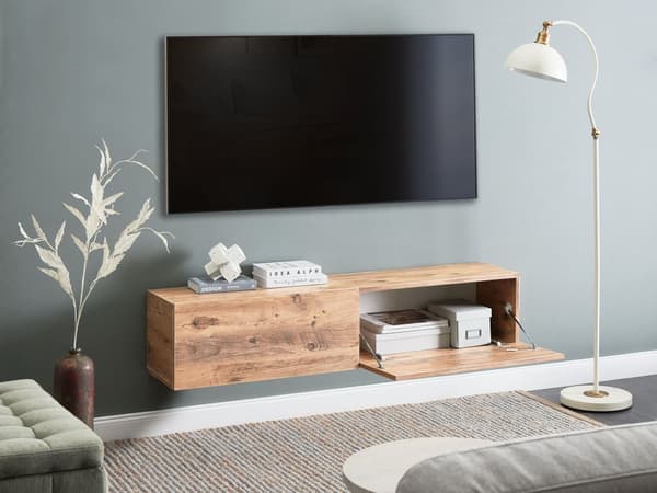 Vægmonteret TV-bord Brun Op til 70ʺ tv Anbefalet 2 skabe Minimalistisk design Stue