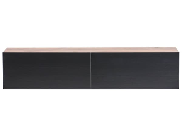 Veggmontert TV-benk Svart Brun 2 skap TV opptil 55ʺ Minimalistisk design Stue Mediabenk Mediamøbler